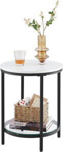 Príručný stolík s mramorovým dizajnom, čierna, biela