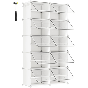 Organizér na boty KIMBERLY, 10 boxů, bílá/průhledná