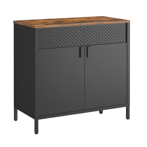 Kovová úložná skříňka BRIX, 76x80x40cm, černá/hnědá