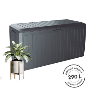 Odkládací box BOARD antracitový 290L 116x47x60 cm na kolečkách