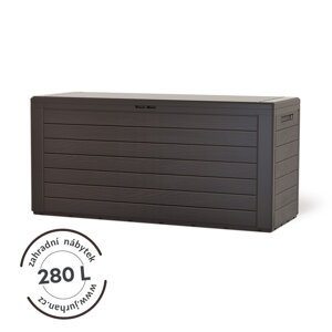 Odkládací úložný box Woodebox se sklopným víčkem hnědý 280L - 120x46x57cm