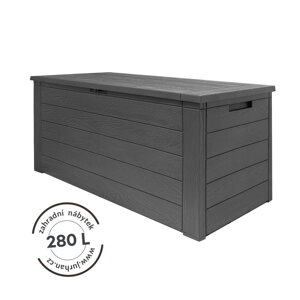Odkládací box Woodebox se sklopným víčkem antracitový 280L - 120x46x57cm