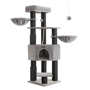 Kočičí strom ONYX, 50x50x160cm, šedá/černá
