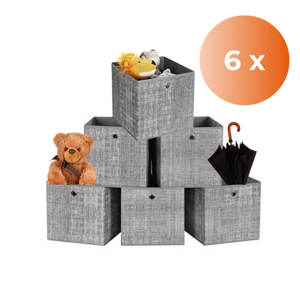 Úložné boxy GARY 6ks, 30x30x30cm, šedá 
