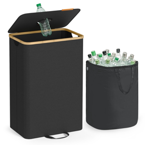 Třídicí koš na lahve a plechovky ECOVIA, 100l, černá/béžová
