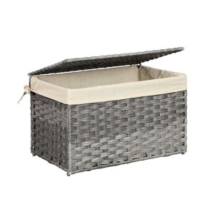 Polyratanový úložný box s víkem, 55,5 x 34 x 34 cm, šedý