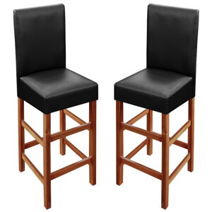 2-dílný set barových židlí z akátového dřeva - černé