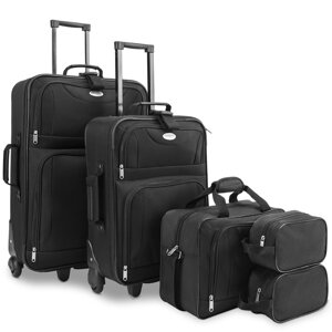 Set cestovních kufrů na kolečkách černá barva 4-dílná 101607