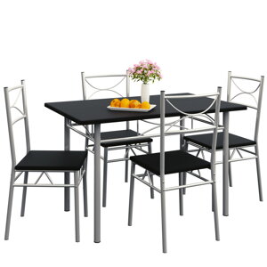 5-dílná jídelní sestava »Paul« - jídelní stůl + 4 židle - černá