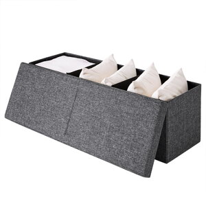 Skládací sedací truhlice s odklápěcím krytem, tmavošedá - 115 x 38 x 38 cm