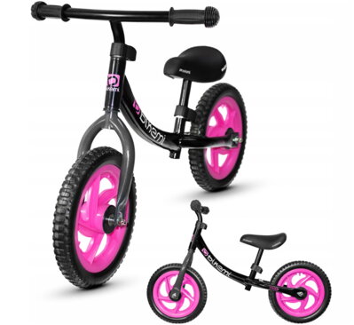 BikeMi balanční kolo černo-ružové 11"
