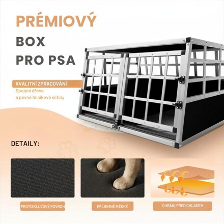 Přepravka pro psa BRUNO, 89x70x51cm stříbrná/černá