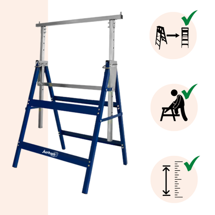 Teleskopické lešenářské kozy DANNY, sada 2 ks, max. 200kg, 69x57x81-130cm, stříbrná/modrá