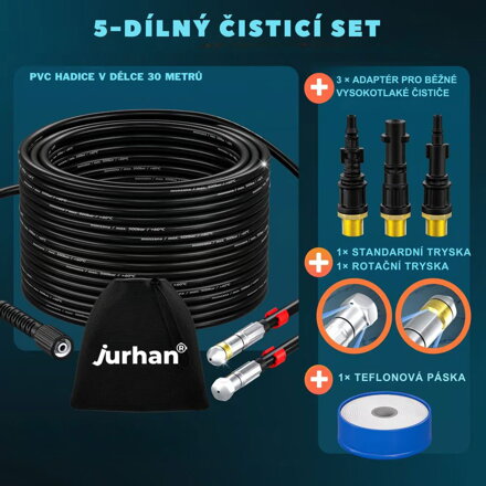 Sada na čištění potrubí Premium, 30 m, černá