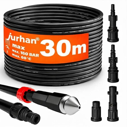 Sada na čištění potrubí Premium, 30 m, černá