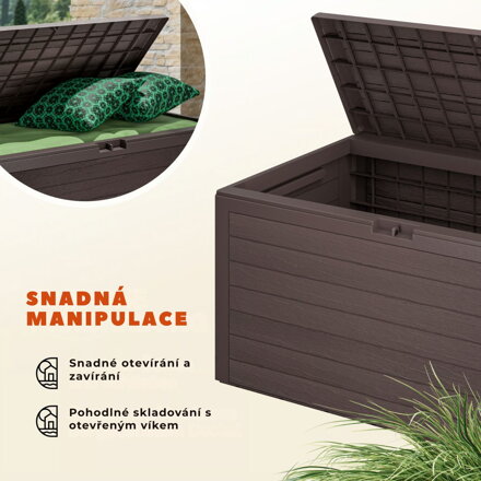 Úložný box WOODEBOX, 280L, 120x46x57cm, tmavě hnědá