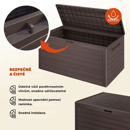 Úložný box WOODEBOX, 280L, 120x46x57cm, tmavě hnědá