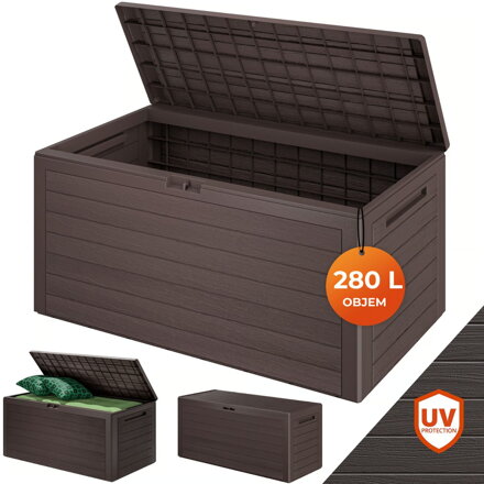 Úložný box WOODEBOX, 280L, 120x46x57cm, tmavě hnědá