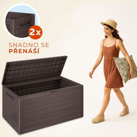 Úložný box WOODEBOX, 280L, 120x46x57cm, tmavě hnědá