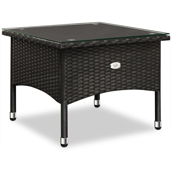 Odkládací stolek z umělého ratanu, černý 50x45cm