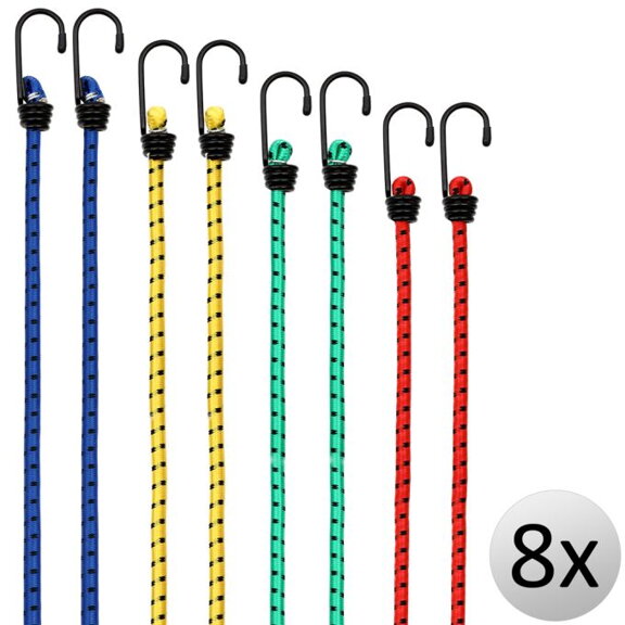 Elastické lano pro upevnění, sada 8 kusů, 40 -100 cm