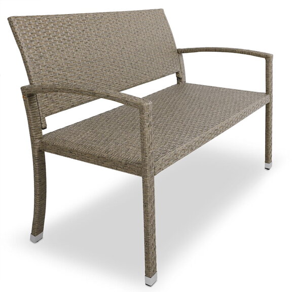 Zahradní lavice Marry polyratan, 122x55x90cm béžovo-šedá