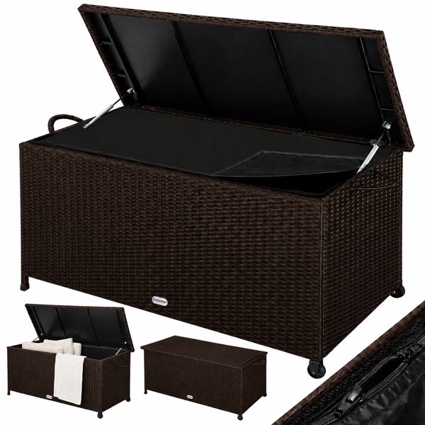 Polyratanový úložný box RICCO, 270L, 117x53x60cm, tmavě hnědá