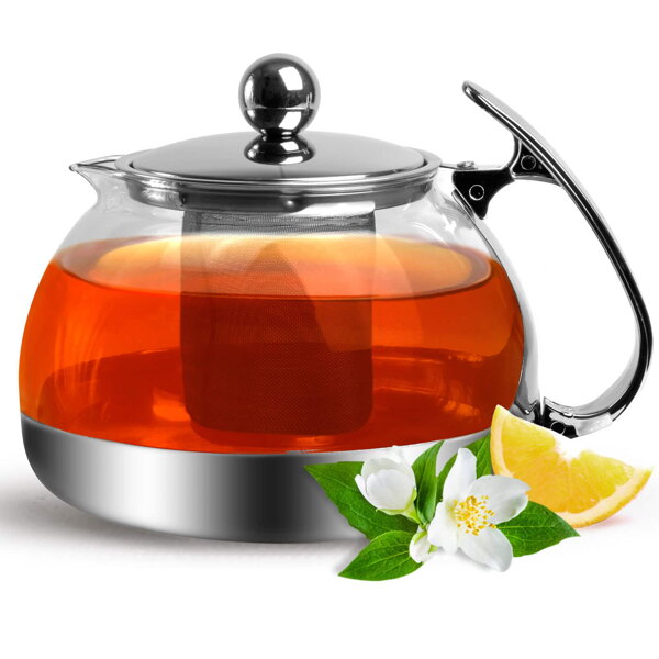 Čajník se sítkem TEA 1,2L, průsvitná, stříbrná