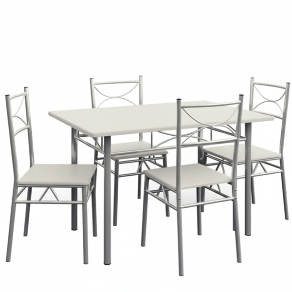 Jídelní set PAUL, 5-dílná, sametově bílá