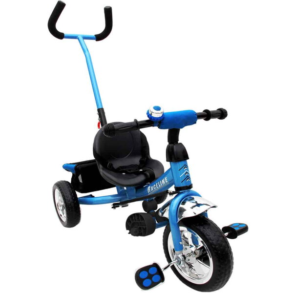 Dětská tříkolka s vodící tyčí Raceline - modrá