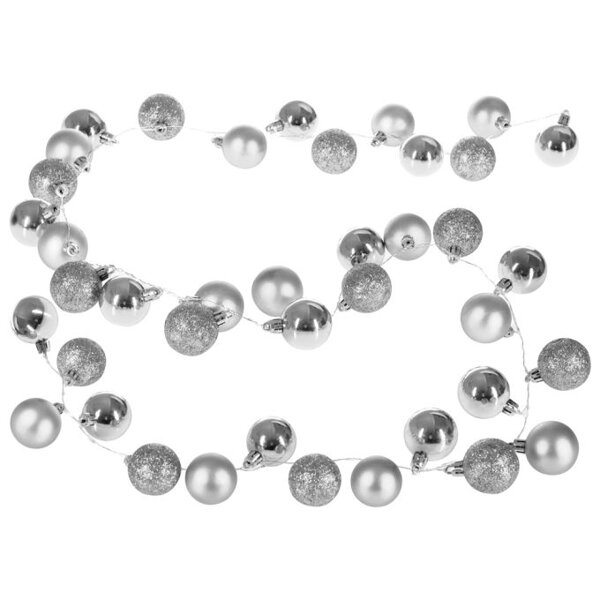 Vánoční řetěz stříbrné koule LED, teplá bílá, 2m
