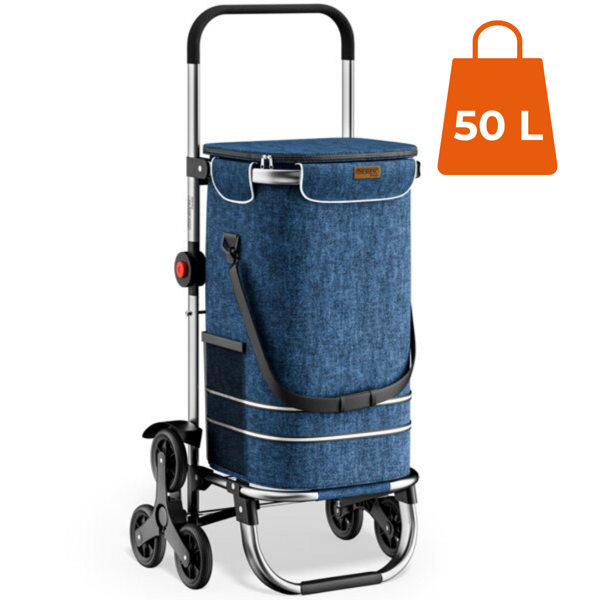 Nákupní taška na kolečkách do schodů COMFORT,50l, modrá