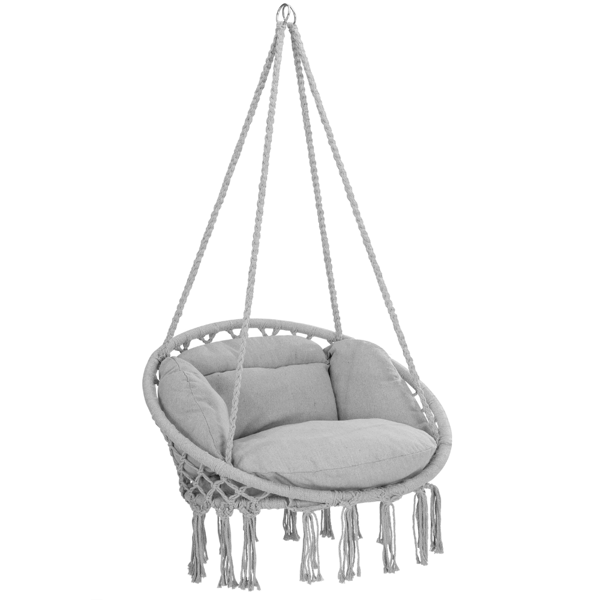 Závěsné křeslo BOHO s polštáři, Ø61cm, světle šedá