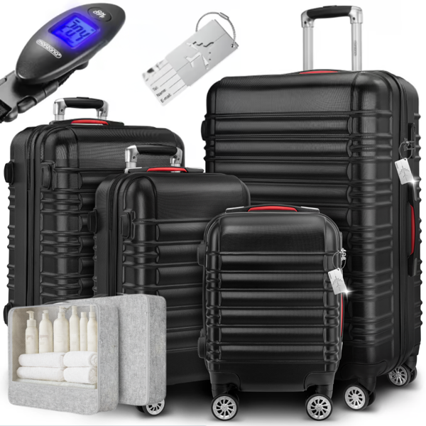 Sada skořepinových kufrů AERO, 4dílná, ABS, černá