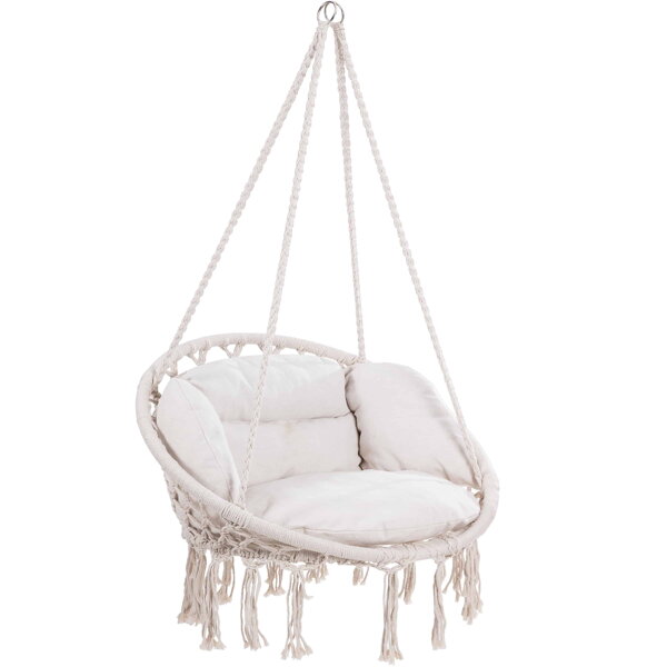Závěsné křeslo BOHO s polštáři, Ø61cm, béžová