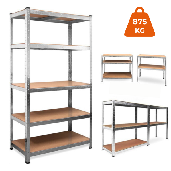 Regál s vysokou nosností HEAVY, max. 875kg, 90x40x180cm, stříbrná