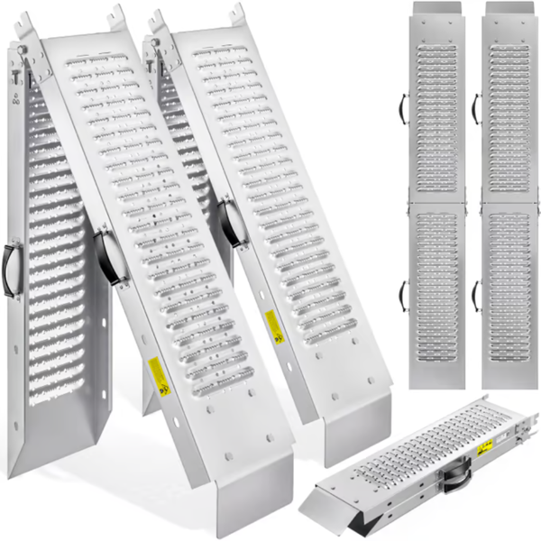 Nájezdové rampy na auto DRIVE, sklápěcí, sada 2 ks, max. 400 kg, 160cm, 2ks, stříbrná
