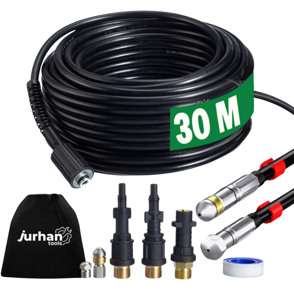 Sada na čištění potrubí Premium, 30 m, černá