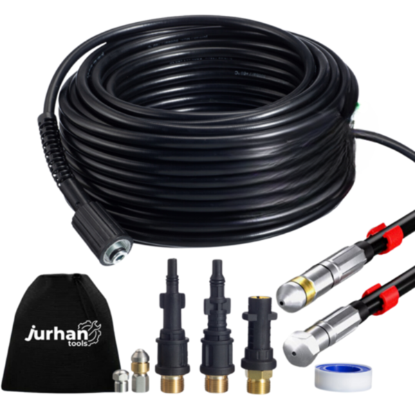 Sada na čištění potrubí Premium, 30 m, černá