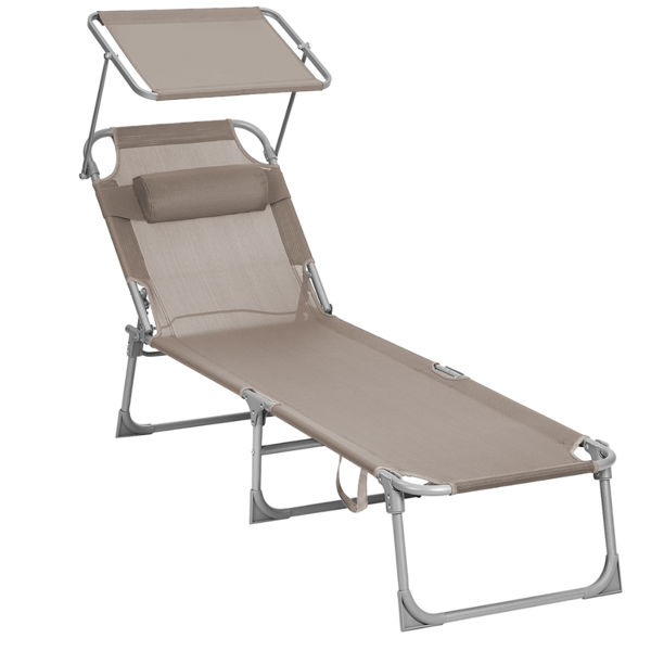 Zahradní lehátko LAGUNA s nastavitelnou clonou, 193x59x30cm, hnědošedá (taupe)