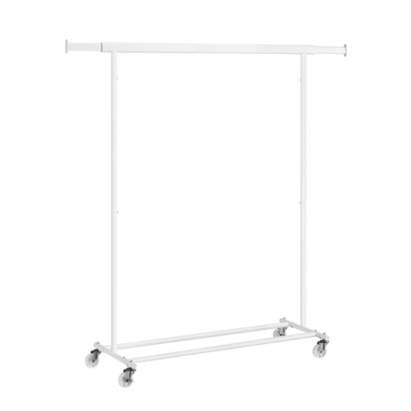 Stojan na oblečení INEZ na kolečkách, max.90kg, 83,5x45x160cm, bílá