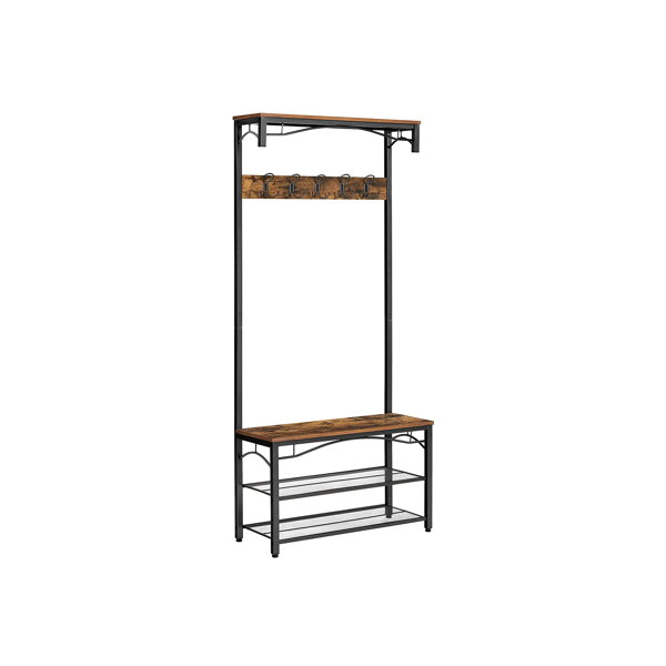 Věšák na chodbu HENRY s prostorem pro boty, 80x30x178,5cm, hnědá/černá