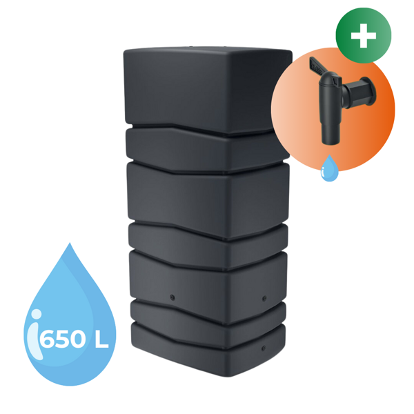 Sud na dešťovou vodu AQUA TOWER, 650l, antracitová