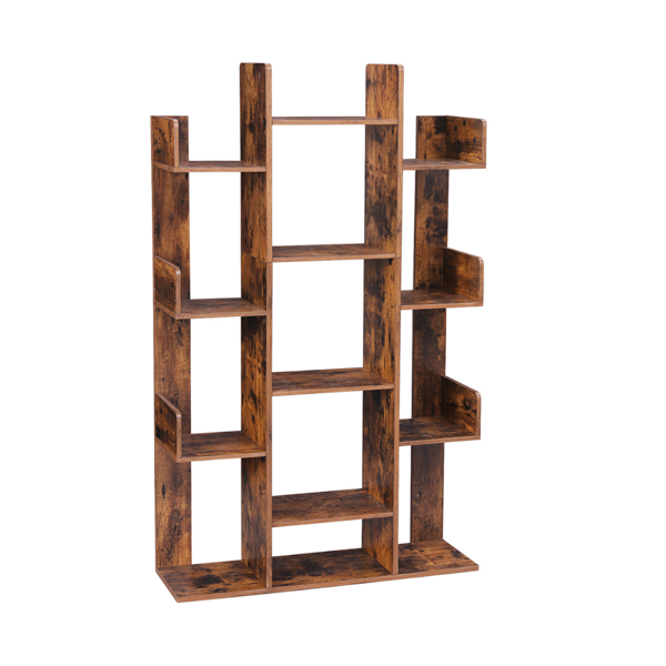 Police/regál na knihy ODIN v industriálním stylu, 86x25x140 cm, hnědá