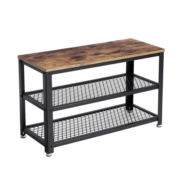 Lavice do předsíně s prostorem na boty INDY, 73x30x45cm, hnědá/černá