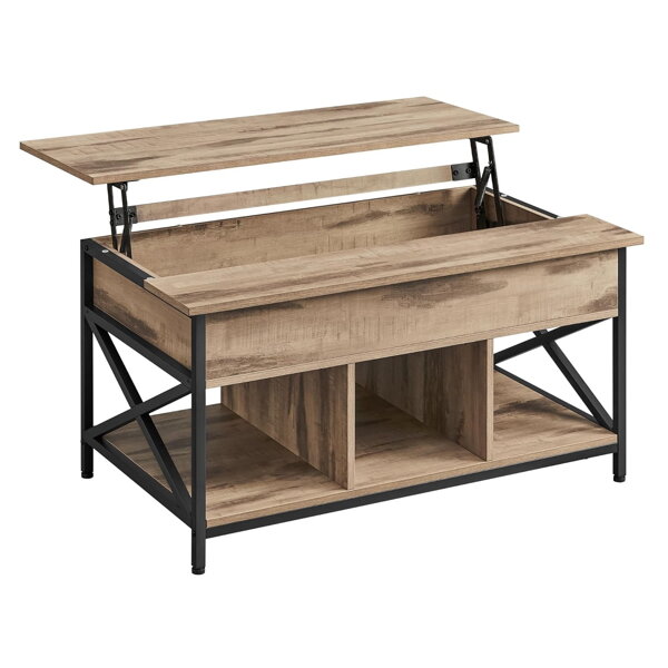 Výškově nastavitelný konferenční stolek LUBOR, 60x100x(48-62)cm, camel hnědá/černá