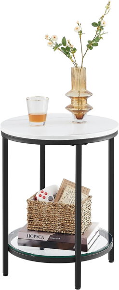 Příruční stolek s mramorovým designem, černá, bílá