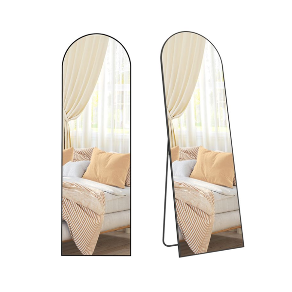 Zaoblené zrcadlo UMBRA, 160x50 cm, černá