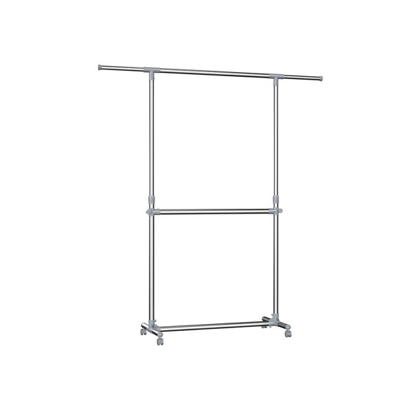 Stojan na oblečení dvoustupňový JASON 93x49x113-198cm, stříbrná