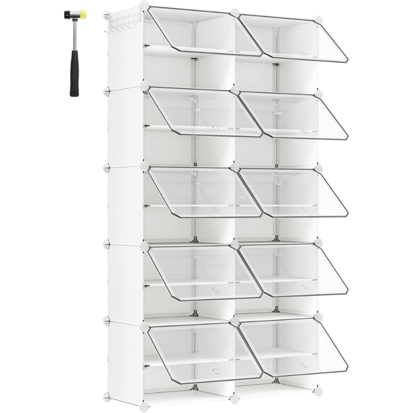 Organizér na boty KIMBERLY, 10 boxů, bílá/průhledná